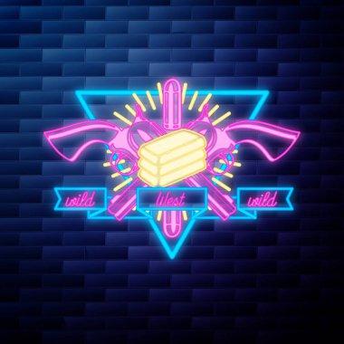 Vntage vahşi batı amblemi parlak neon tabela