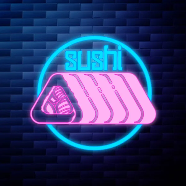Vintage sushi emblème lumineux néon signe — Image vectorielle