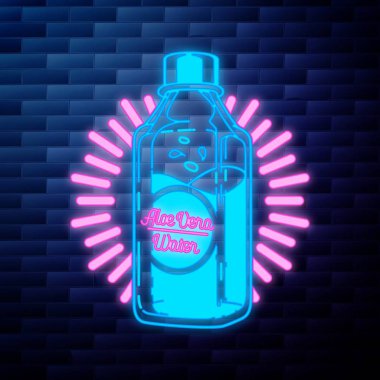 Vintage Aloe vera amblemi parlak neon tabela