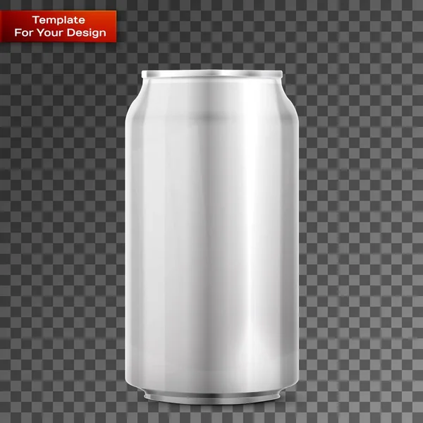 Latas de bebida de aluminio de metal en transparente — Vector de stock