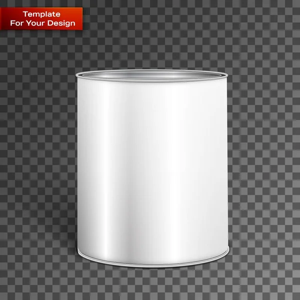 Recipiente de cubo de pintura de bañera alta blanca con mango de metal . — Vector de stock