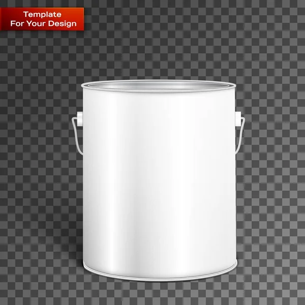 Białej Tub wysoki farby wiadro pojemnik z metalowa rączka. — Wektor stockowy