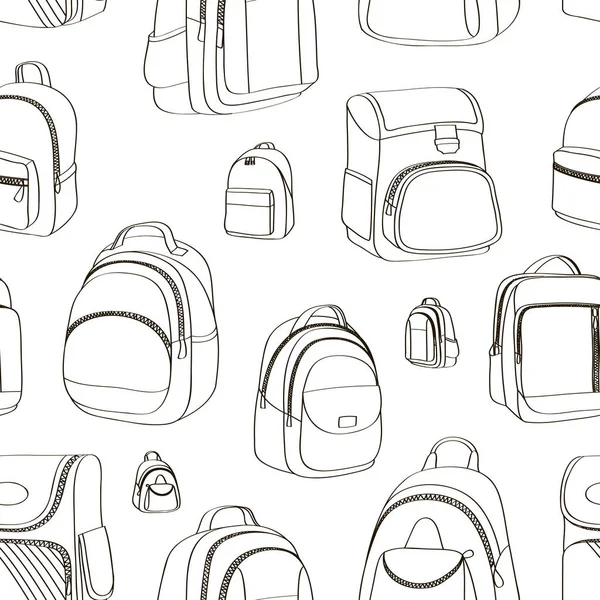 Colored teenager school backpacks pattern — Stock Vector