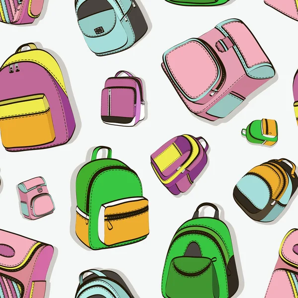 Padrão de mochilas escolares adolescentes coloridas —  Vetores de Stock