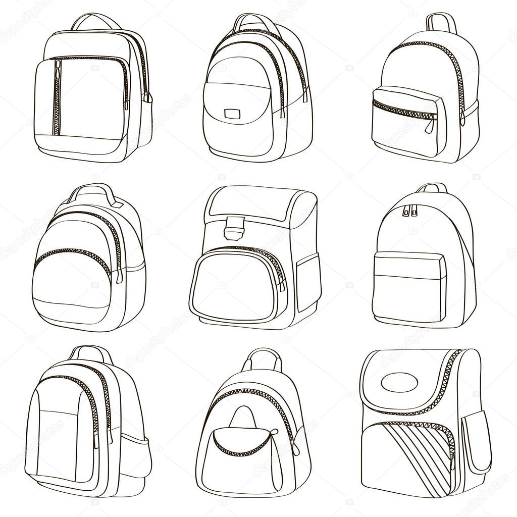 Colored teenager school backpacks set