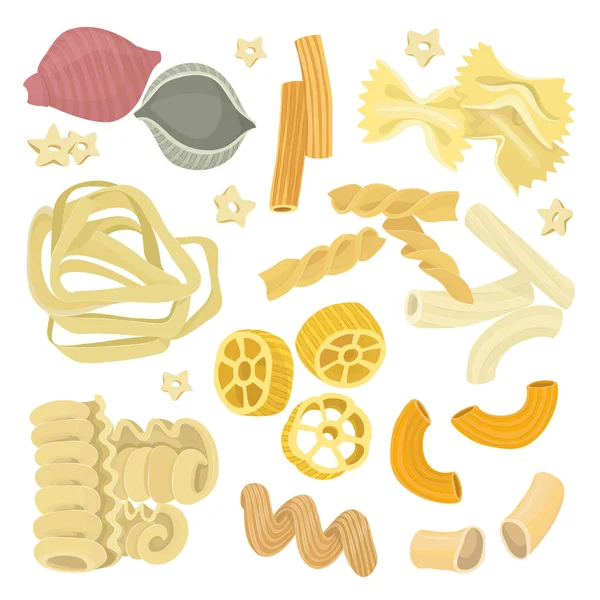 Vektor Illustration italienische Pasta Essen Set Symbol — Stockvektor