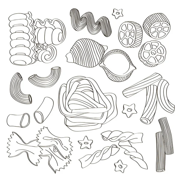 Ilustración vectorial Icono de conjunto de alimentos pasta italiana — Vector de stock