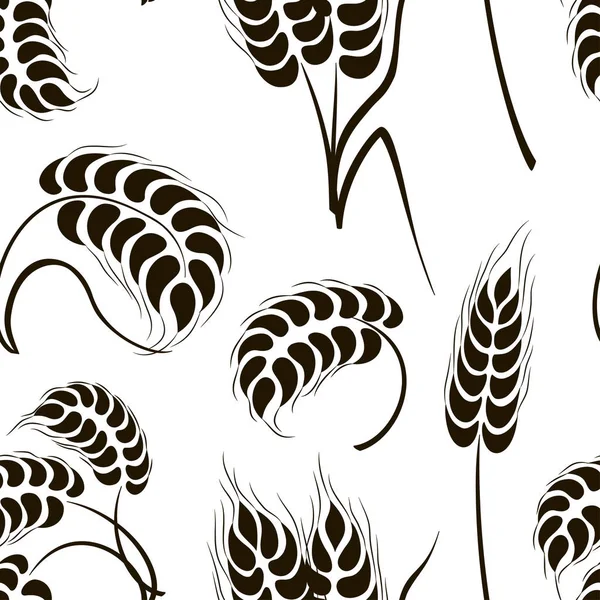 Ensemble de blés simples oreilles icônes motif — Image vectorielle