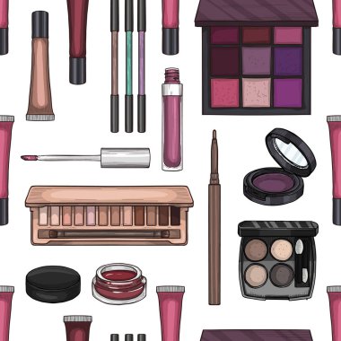 Dikişsiz desen renk makyaj ürünleri ayarla