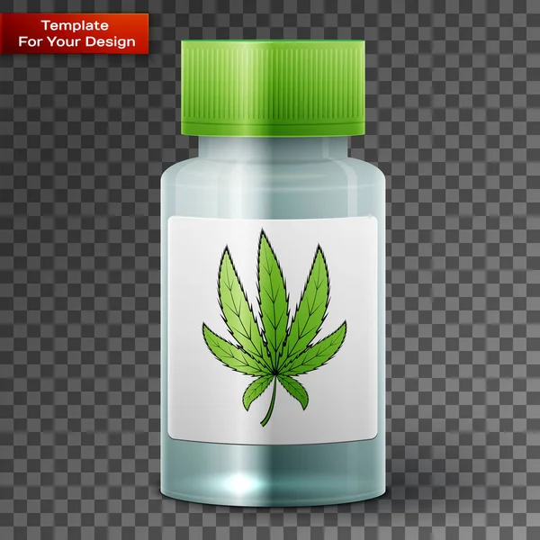Botella con marihuana medicinal — Vector de stock