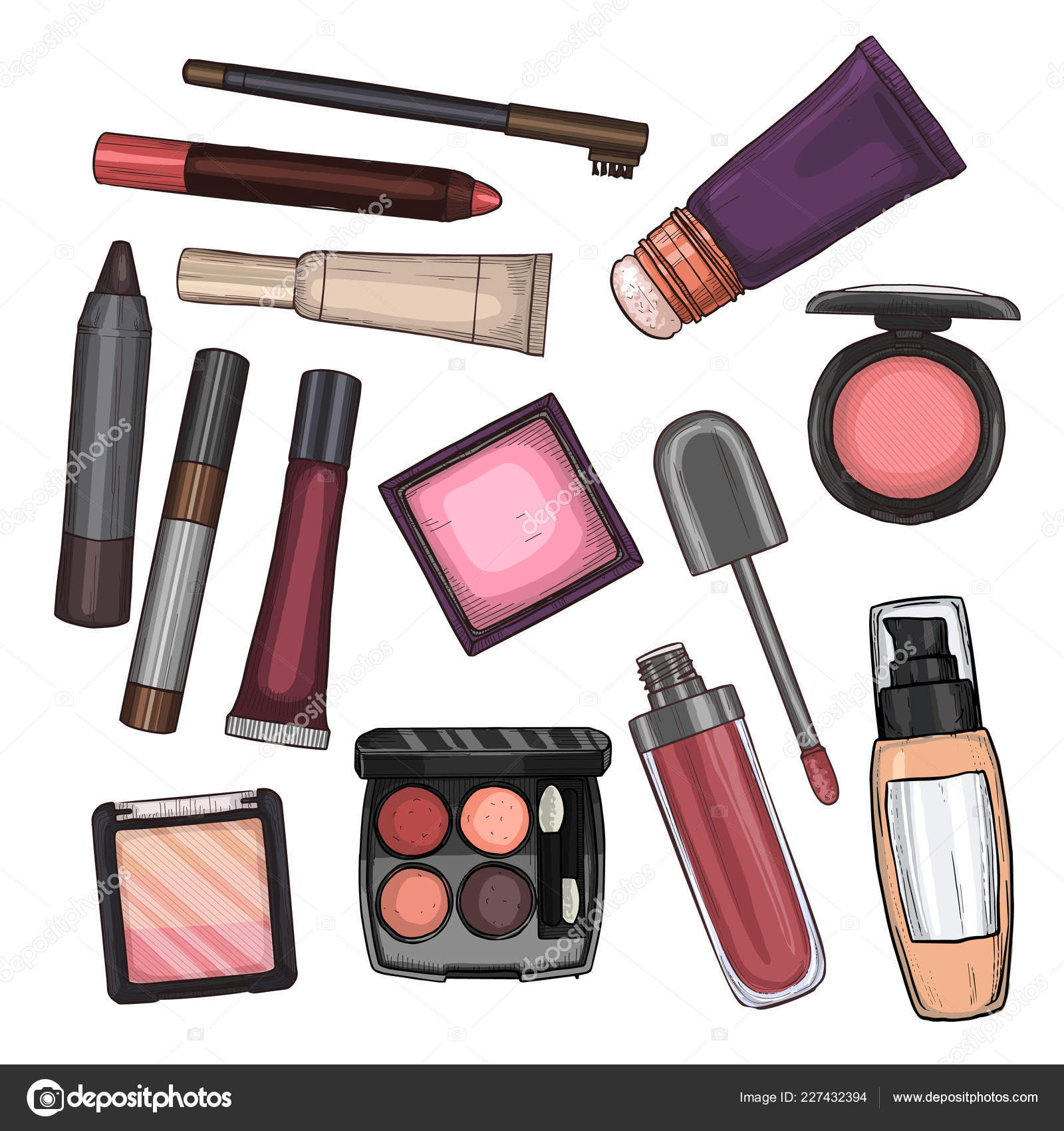 Color illustration of makeup products Stock Vector Image by ©Netkoff  #227432394