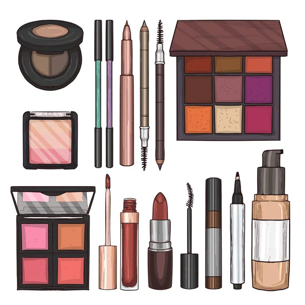 Illustration couleur des produits de maquillage — Image vectorielle