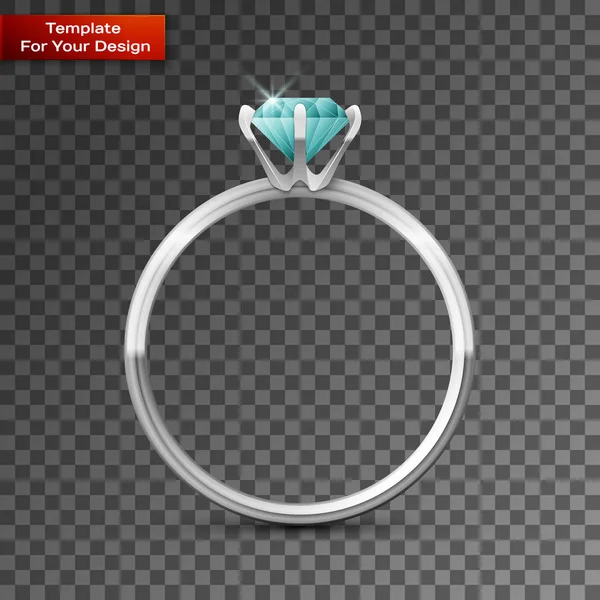 Stříbrný snubní prsten na průhledném pozadí — Stockový vektor