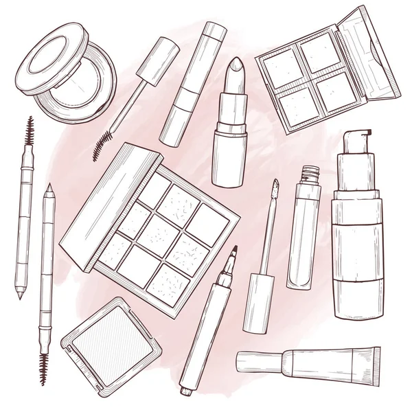 Illustration vectorielle des produits maquillage — Image vectorielle
