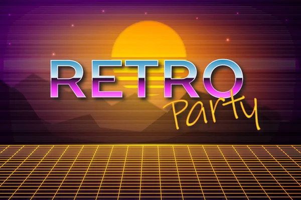 Futuristic background 80s style. Retro party — Stock Vector