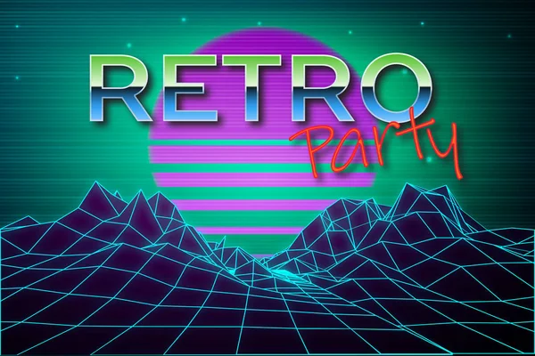 Futuristischer 80er-Jahre-Stil. Retro-Party — Stockvektor
