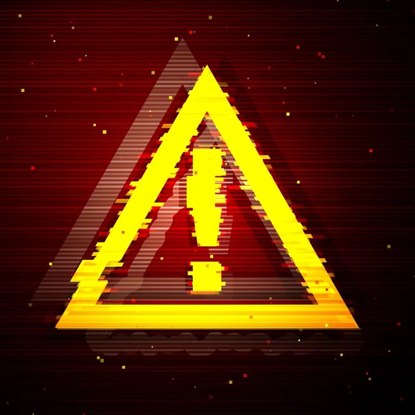 Triangolo glitch Attenzione Simbolo Design — Vettoriale Stock