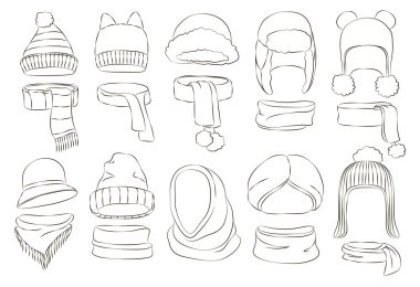 Kış veya sonbahar şapkalar koleksiyonu