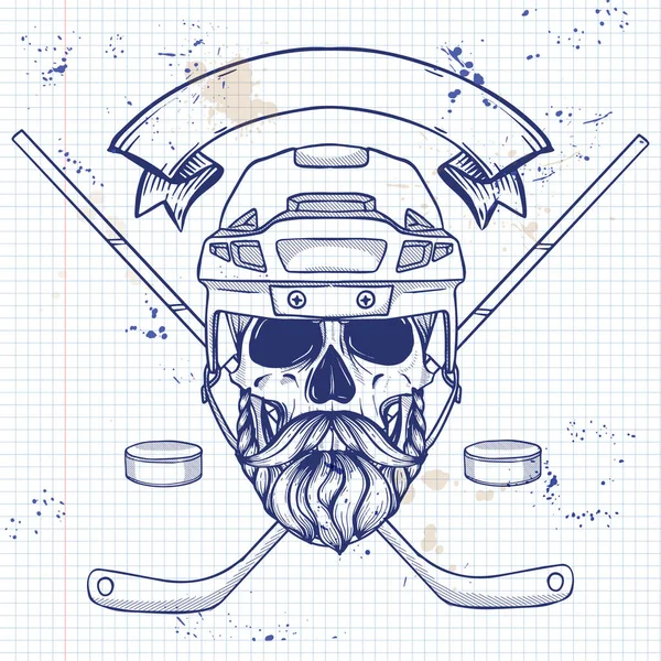 Crâne du joueur de hockey — Image vectorielle