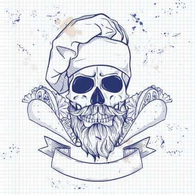 Elle çizilmiş kroki, renk kafatası