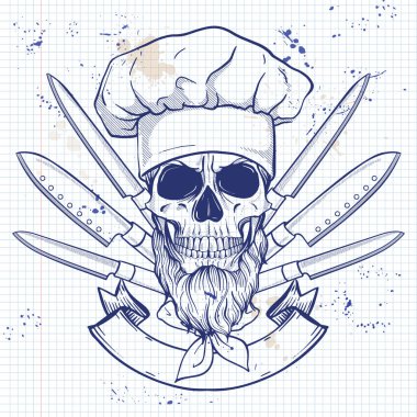 Elle çizilmiş kroki, renk kafatası