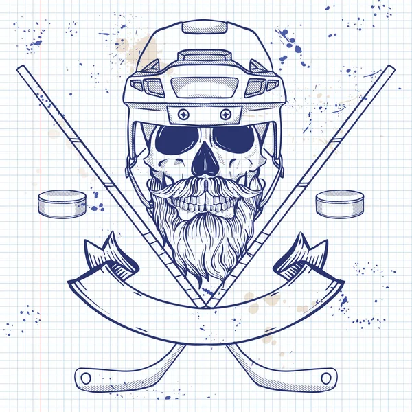 Crâne du joueur de hockey — Image vectorielle