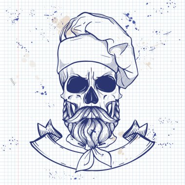 Elle çizilmiş kroki, renk kafatası