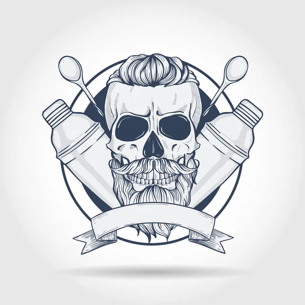 Croquis, crâne de barman — Image vectorielle