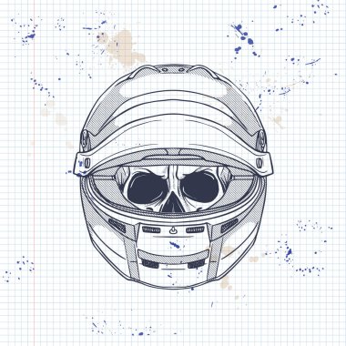 Yarışçı kafatası kask ile