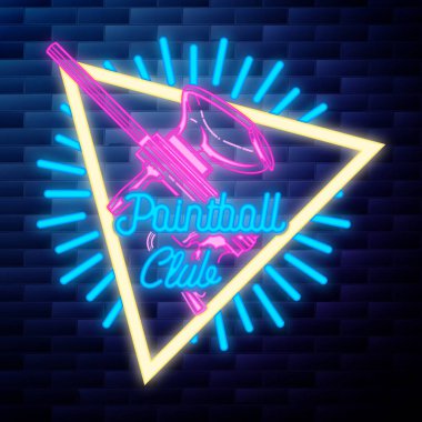 neon tabela tuğla duvar arka plan üzerinde parlayan vintage diş amblemi