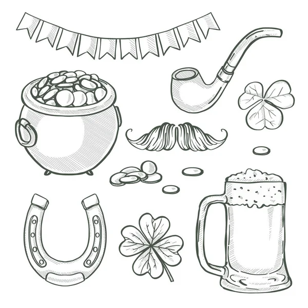 Sketch set for Saint Patricks Day — Stock Vector