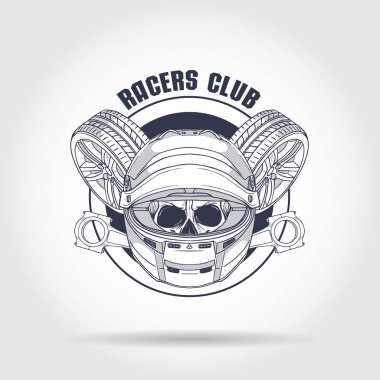 Yarışçı kafatası kask ile