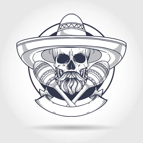 Crâne croquis mexicain — Image vectorielle