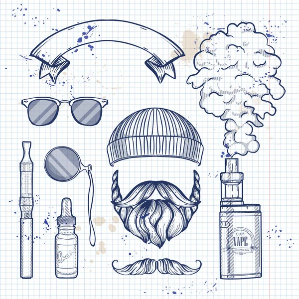 Sketch atributos hipster — Vector de stock