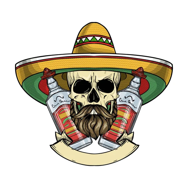 Mexican sketch skull — Stock Vector