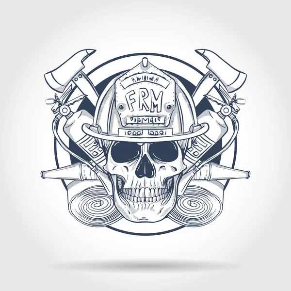 Sketch cráneo bombero — Vector de stock