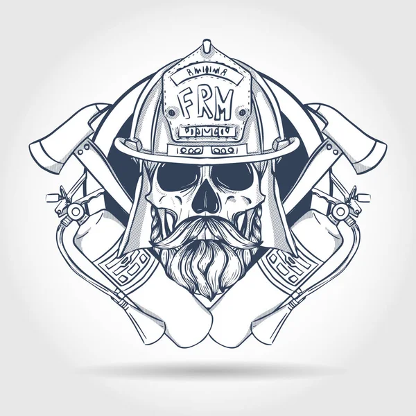 Sketch cráneo bombero — Vector de stock