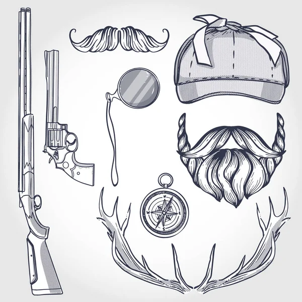 Atributos do ícone de caçador — Vetor de Stock
