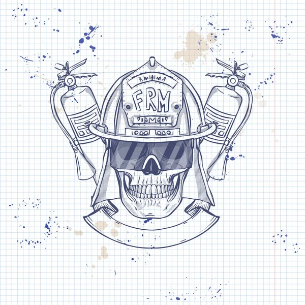 Croquis crâne de pompier — Image vectorielle