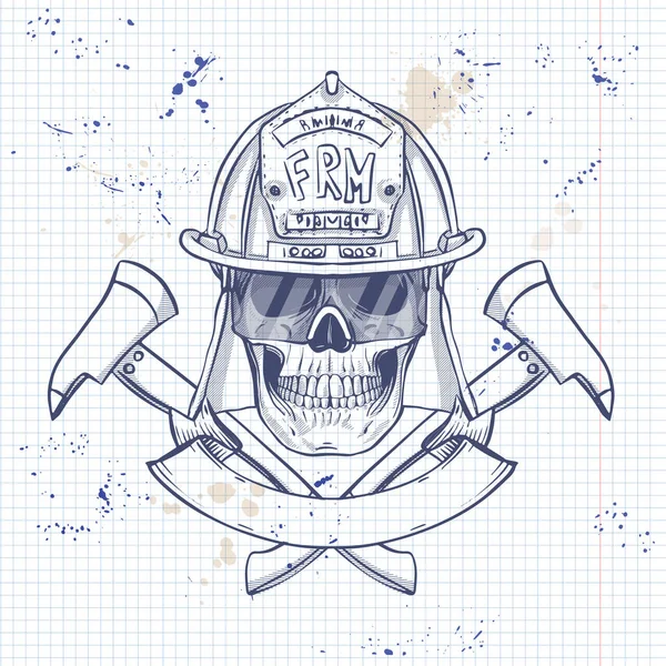 Croquis crâne de pompier — Image vectorielle