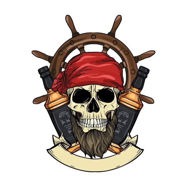 Sketch cráneo pirata — Vector de stock