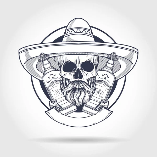 Crâne croquis mexicain — Image vectorielle