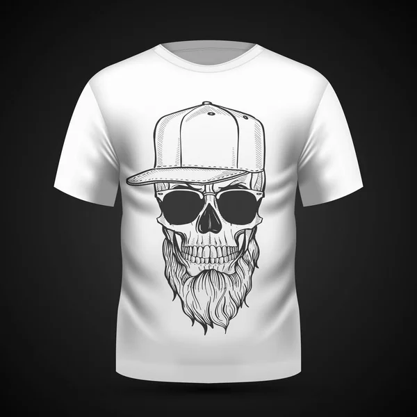 Cráneo enojado en camiseta — Vector de stock