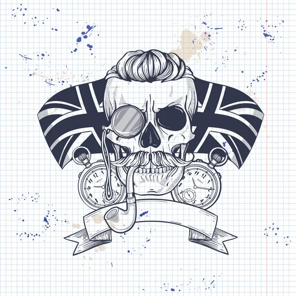 Sketch of british skull Stock Vector
