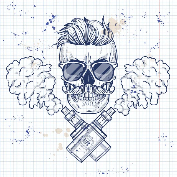 Croquis crâne hipster — Image vectorielle