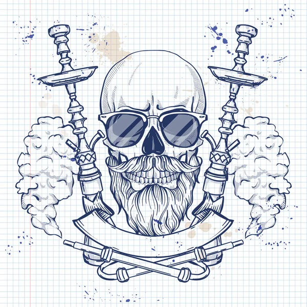 Sketch cráneo hipster — Archivo Imágenes Vectoriales