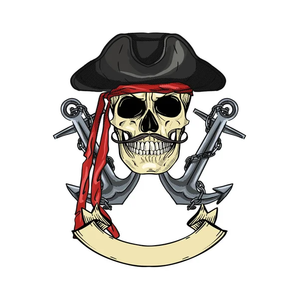 Skiss pirat skalle — Stock vektor