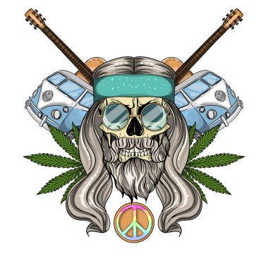 Saçlı hippi kafatası