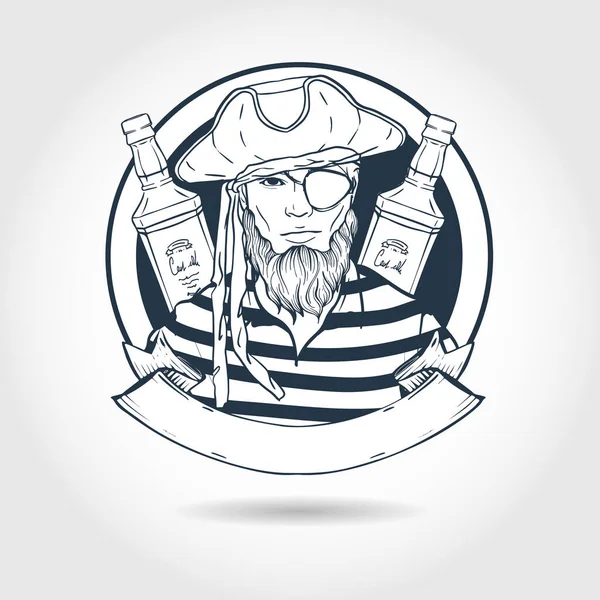 Boceto cara de pirata — Vector de stock