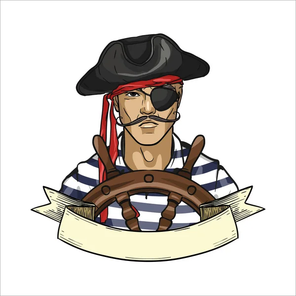 Boceto cara de pirata — Vector de stock